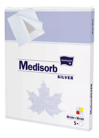 Medisorb Silver pansament adeziv cu argint 10x10 cm 5 buc