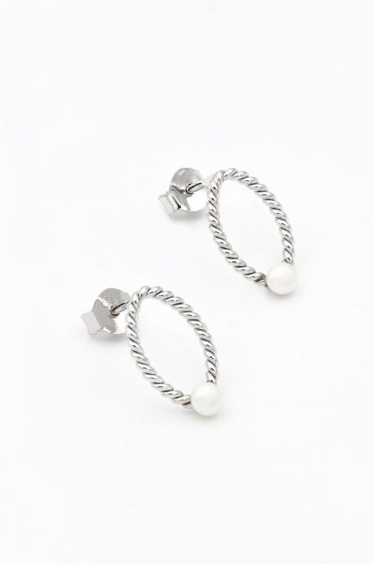Cercei din Argint 925 cu Perle mici, 1.5 cm 