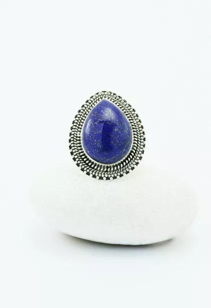 Inel Argint 925 dantelat si Lacrima Lapis Lazuli, marimea 14