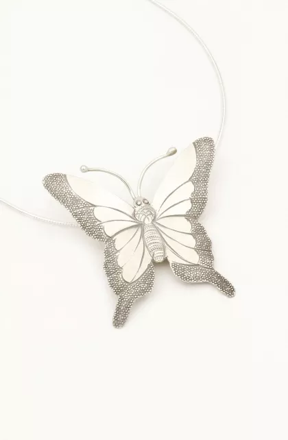 Pandantiv din Argint 925, aspect patinat, model fluture, 5 cm