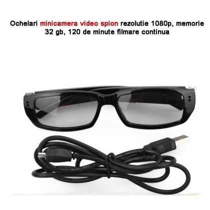 Leaflet Portrayal Championship Ochelari minicamera video spion full hd 1080p, lentila integrated, 32 gb,  OCS1080BB