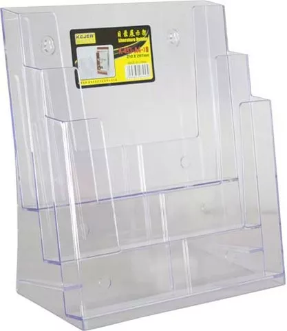 Suport plastic vertical documente transparent pentru birou sau perete, 3 compartimente A4