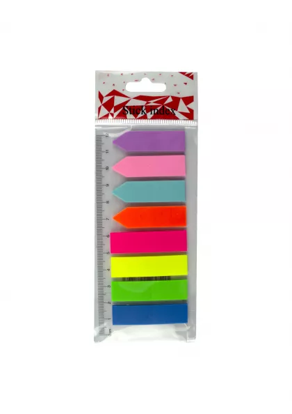 Stick index plastic cu rigla  44*12.7 mm 8 culori neon *25 file (4 steag+ 4 sageata) EVOffice
