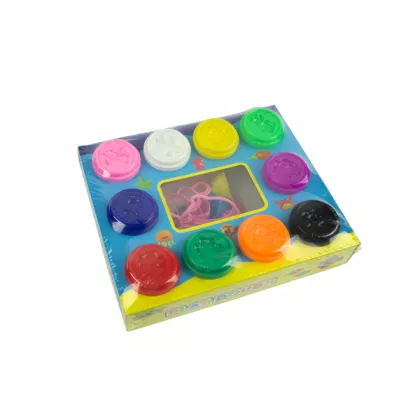 Set plastilina "play dough" in borcan 10 culori *57gr si 14 sabloane plastic diverse forme