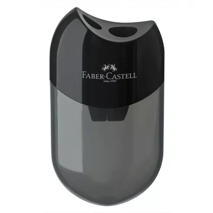 Ascutitoare plastic dubla cu container Faber-Castell - neagra