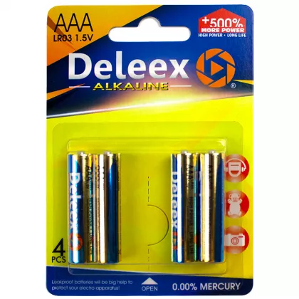 Baterie alcalina AAA (R3), 4 buc/blister Dellex
