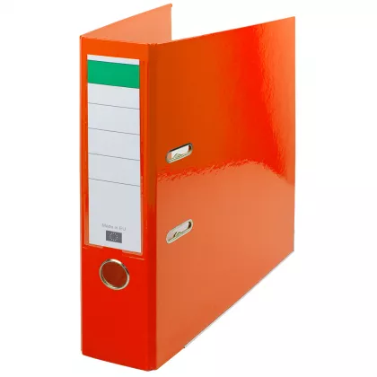 Biblioraft carton plastifiat, mecanism asamblat cu margine metalica A4 7.5cm Noki - orange