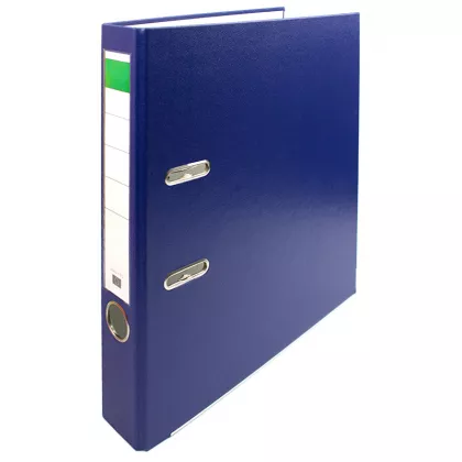 Biblioraft carton plastifiat, mecanism asamblat cu margine metalica A4 5cm Noki - albastru