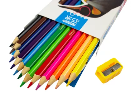 Creioane mari 12 culori/cutie cu ascutitoare No. 6002T-12
