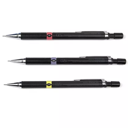 Creion mecanic 0.5mm, accesorii metalice, grip, radiera incorporata No.2028