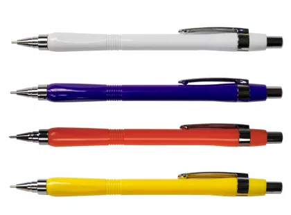 Creion mecanic 0.7mm,varf retractabil,corp color,accesorii metalice,pretabil pentru personalizare