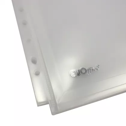 Folie protectie documente A4, cristal 120 microni, cu burduf de 20 mm,10 buc/set EVOffice