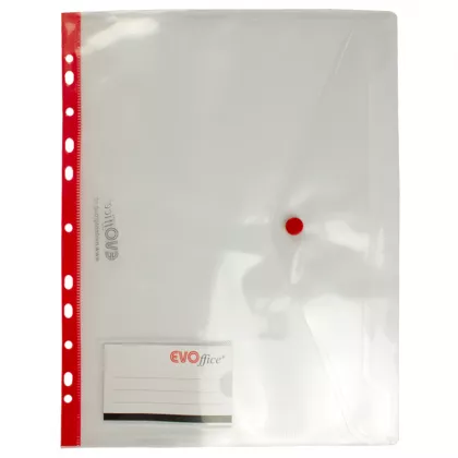 Folie protectie documente A4,cristal 150 micr cu clapeta laterala si capsa, 10 buc/set EVOffice