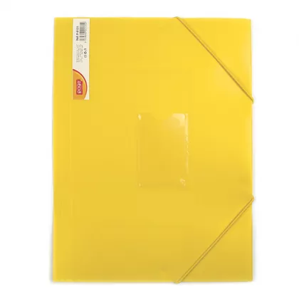 Mapa plastic rigid A4 (318*237mm) cu elastic si buzunar pt carte vizita - galben