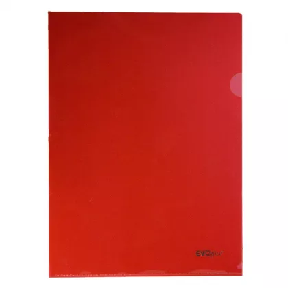 Mapa plastic transparent rosu, A4 cu deschidere in "L" , 120 microni, 50 buc/set EVOffice