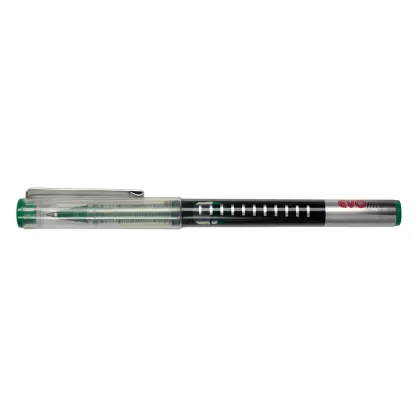 Roller cu cerneala, varf fin 0.5mm, cu clips metalic si nivel vizibil al cernelii EVOffice-verde