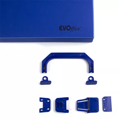 Servieta plastic A4, burduf 40 mm, 1 compartiment, culoare albastru EVOffice