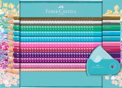 Set cadou creioane colorate 20 culori/set+ascutitoare Sparkle Sleeve Faber-Castell