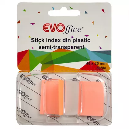 Stick index plastic cu dispencer 43.2*25.4mm, 1 cul neon 50file EVOffice orange
