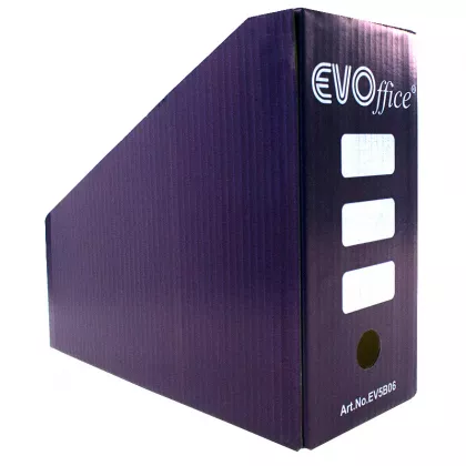 Suport carton color laminat vertical pentru documente A4, pliabil, 11,5cm EVOffice -albastru