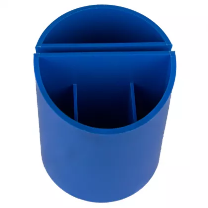 Suport plastic birou 5 compartimente cilindric EVOffice albastru