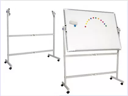 Whiteboard magnetic rotativ cu 2 fete, rama aluminiu si suport mobil 120x180 cm EVOffice