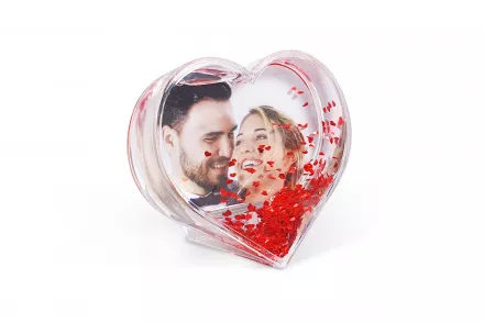 Photo Snow Frame Heart Glitters 91x91 mm