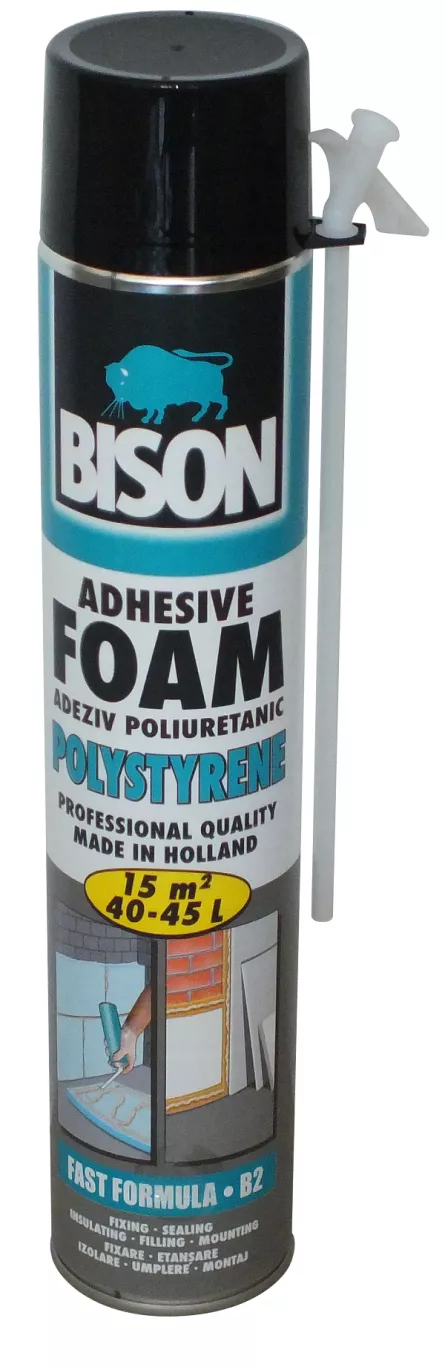 Spuma poliuretanica adeziva pentru polistiren aplicare manuala Bison Adhesive Foam 750 ml