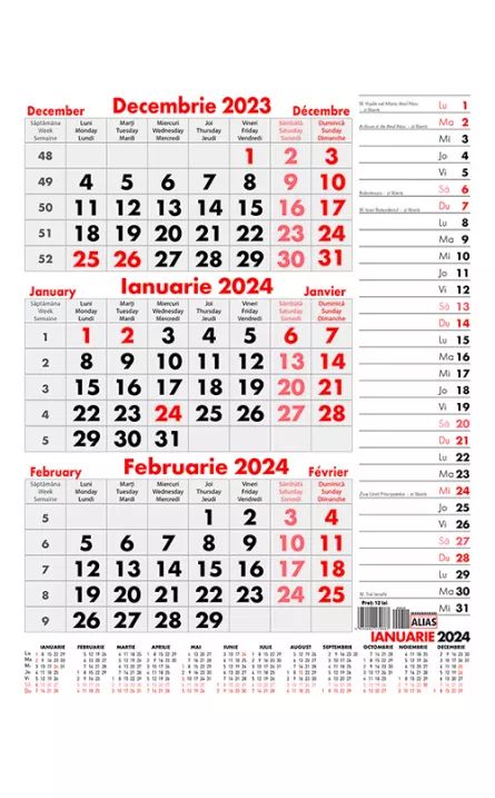 CALENDAR 2024 TRIPTIC PLANNER 12 FILE, [],librarul.ro