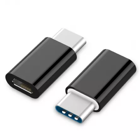ADAPTOR GEMBIRD, pt. smartphone, USB 2.0, USB Type-C (T) la Micro-USB (M), negru, "A-USB2-CMmF-01" (include TV 0.06 lei), [],catemstore.ro