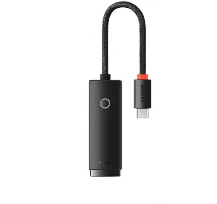 ADAPTOR RETEA Baseus Lite, USB Type-C to RJ-45 10/100 Mbps Adapter, LED, negru "WKQX000201" (include TV 0.18lei) - 6932172606084, [],catemstore.ro