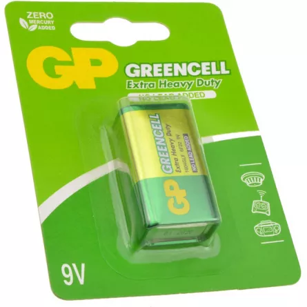 Baterie GP Batteries, Greencell (6LF22) 9V carbon zinc, blister 1 buc. "GP1604GLF-2UE1" "GPPVCF9VG006" (include TV 0.08lei), [],catemstore.ro