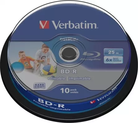 BD-R VERBATIM  25GB, viteza 6x, 10 buc, Single Layer, spindle, printabil, "Wide Inkjet Printable" "43804", [],catemstore.ro