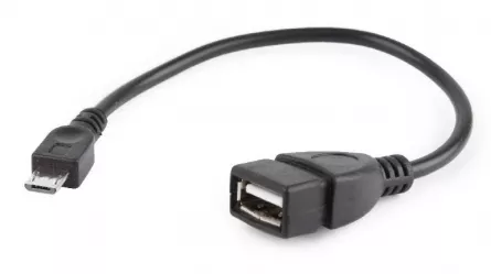 CABLU adaptor OTG GEMBIRD, pt. smartphone, Micro-USB 2.0 (T) la USB 2.0 (M), 15cm, asigura conectarea telef. la o tastatura, mouse, HUS, stick, etc., negru, "A-OTG-AFBM-03" (include TV 0.06 lei), [],catemstore.ro
