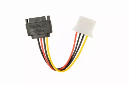 Cablu alimentare 15-pin SATA (T) la 4-pin Molex (M), 0.15m, Gembird "CC-SATA-PS-M" (include TV 0.06 lei), [],catemstore.ro
