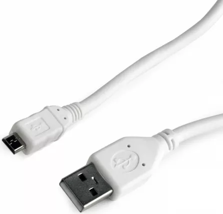 CABLU alimentare si date GEMBIRD, pt. smartphone, USB 2.0 (T) la Micro-USB 2.0 (T), 1m, alb, "CCP-mUSB2-AMBM-W-1M" (include TV 0.06 lei), [],catemstore.ro