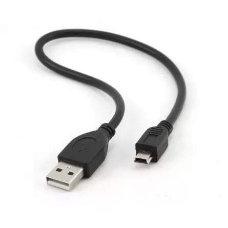 CABLU alimentare si date GEMBIRD, pt. smartphone, USB 2.0 (T) la Mini-USB 2.0 (T), 30cm, conectori auriti, negru, "CCP-USB2-AM5P-1" (include TV 0.06 lei), [],catemstore.ro