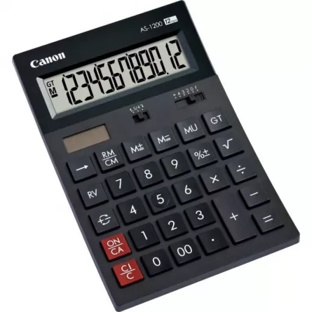 Calculator de birou CANON, AS-1200, ecran 12 digiti, alimentare solara si baterie, negru, "BE4599B001AA" (include TV 0.18lei), [],catemstore.ro