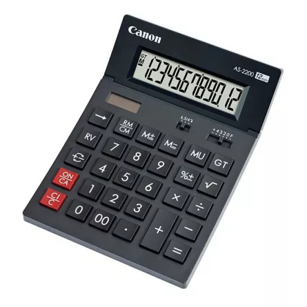 Calculator de birou CANON, AS-2200, ecran 12 digiti, alimentare solara si baterie, negru, "BE4584B001AA" (include TV 0.18lei), [],catemstore.ro
