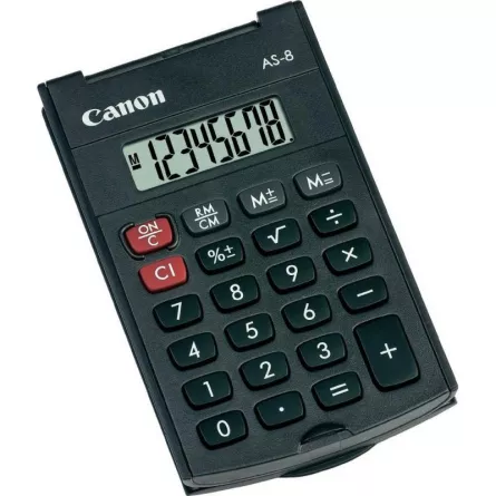 Calculator de birou CANON,AS-8, ecran 8 digiti, alimentare baterie, display LCD, negru, "BE4598B001AA" (include TV 0.18lei), [],catemstore.ro
