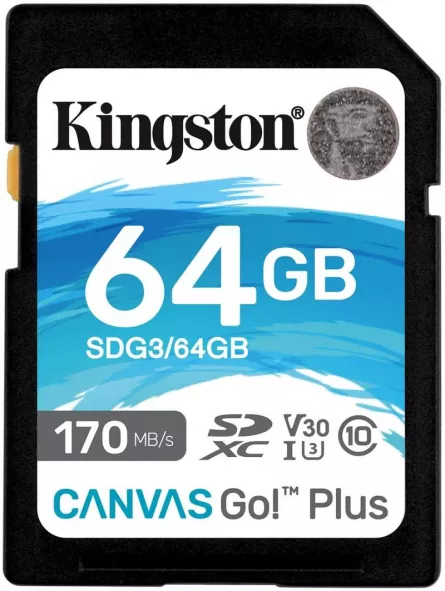 CARD MicroSD KINGSTON, 64 GB, MicroSD, clasa 10, standard UHS-I U3, "SDG3/64GB" (include TV 0.03 lei), [],catemstore.ro