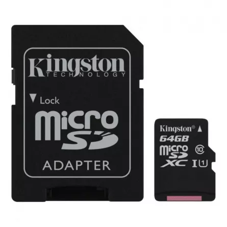 CARD MicroSD KINGSTON, 64 GB, microSDXC, clasa 10, standard UHS-I U1, "SDCS2/64GB" (include TV 0.03 lei), [],catemstore.ro