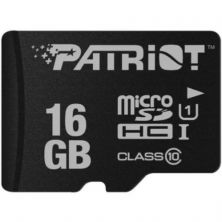CARD MicroSD PATRIOT, 16 GB, MicroSDHC, clasa 10, standard UHS-I U1, "PSF16GMDC10" (include TV 0.03 lei), [],catemstore.ro