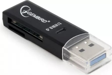 CARD READER extern GEMBIRD, interfata USB 3.0, citeste/scrie: SD, micro SD; plastic, black "UHB-CR3-01" (include TV 0.03 lei), [],catemstore.ro