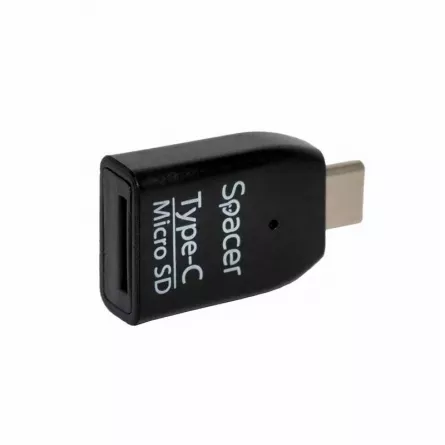 CARD READER extern SPACER, interfata USB Type C, citeste/scrie: micro SD; plastic, negru, "SPCR-307" (include TV 0.18lei), [],catemstore.ro