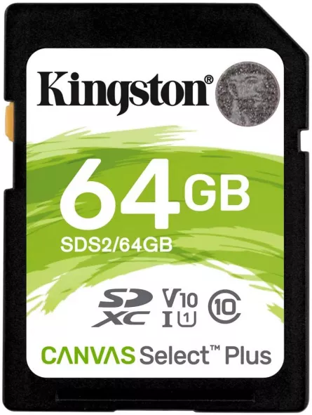 CARD SD KINGSTON, 64 GB, SDHC, clasa 10, standard UHS-I U1, "SDS2/64GB" (include TV 0.03 lei), [],catemstore.ro