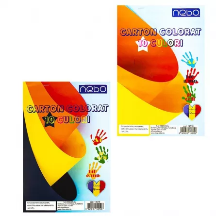 Carton color A4, 10 culori, 140 g, 10 coli/set - NEBO, [],catemstore.ro