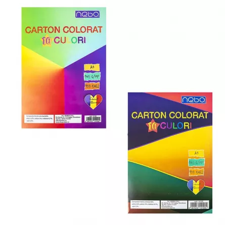 Carton color A4, 10 culori, 140g, 100 coli/set - NEBO, [],catemstore.ro