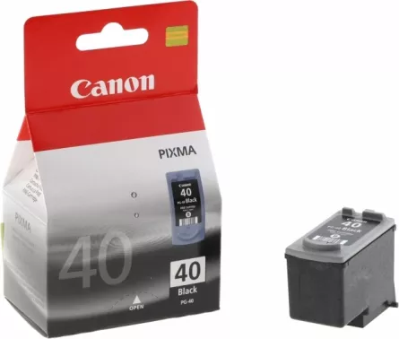 Cartus Cerneala Original Canon Black, PG-40, pentru Pixma IP1200|IP1300|IP1600|IP1700|IP1800|IP1900|IP2200|IP2500|IP2600|MP140|MP150|MP160|MP170|MP180|MP190|MP210|MP220|MP450, , incl.TV 0.11 RON, "BS0615B001AA", [],catemstore.ro