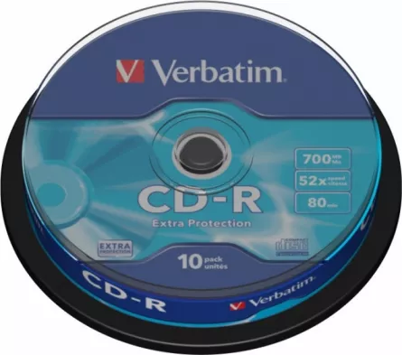 CD-R VERBATIM  700MB, 80min, viteza 52x,  10 buc, spindle, "43437" 7235, [],catemstore.ro